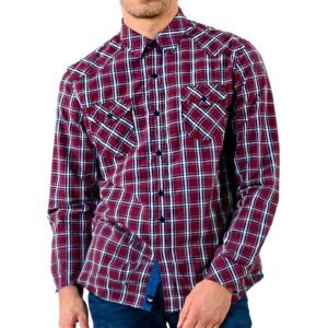 Chemise homme coton carreaux KAPORAL col classique bordeaux