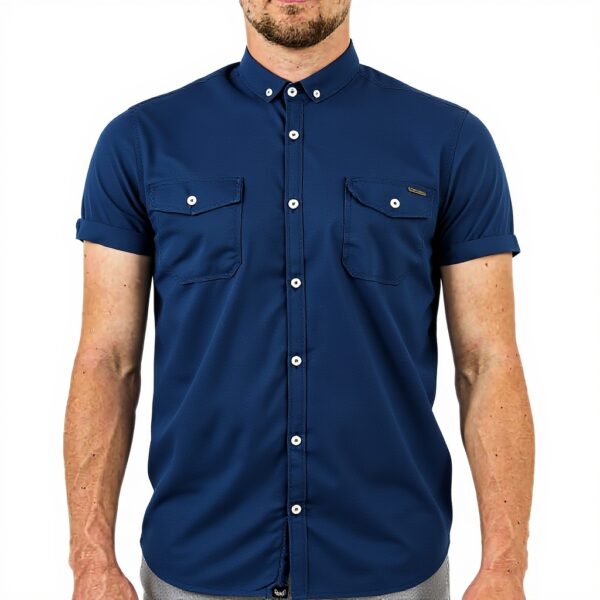 Chemise Kaporal Suki Bleu Manches Courtes Coupe Slim