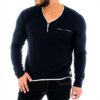 Pull homme Kaporal Deniz Bleu léger en coton manches longues