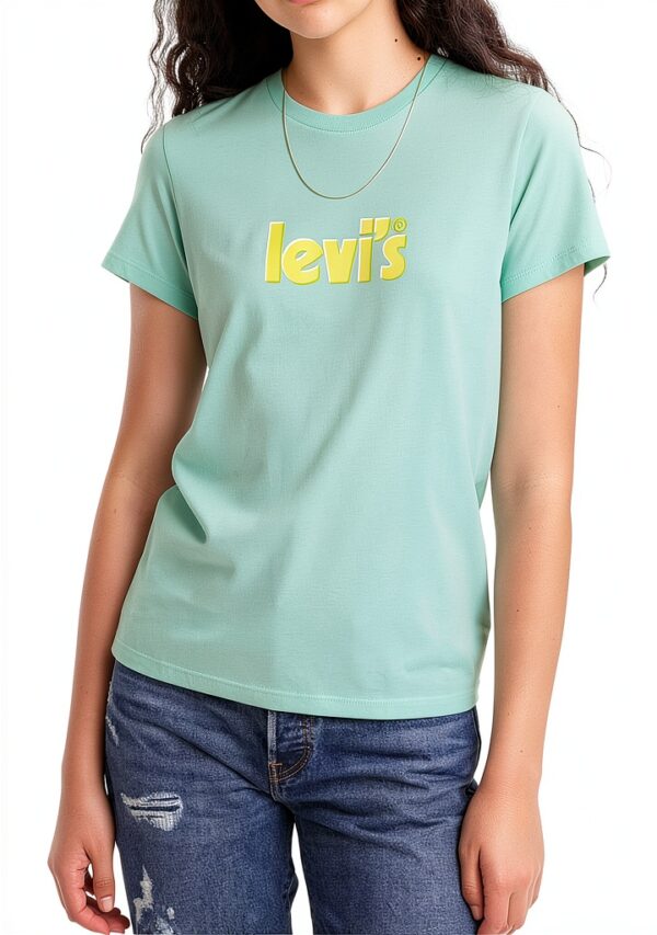 T-shirt Levi's Femme Coton Doux Logo Pastel Bleu-4