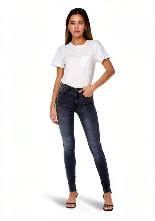 Only Jeans Femme Taille Mi Haute Coupe Décontractée Gris-6