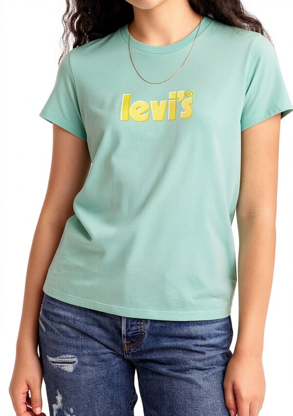 T-shirt Levi's Femme Coton Doux Logo Pastel Bleu-3