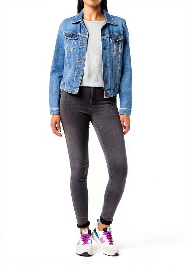 Only Jeans Femme Taille Mi Haute Coupe Décontractée Gris-1