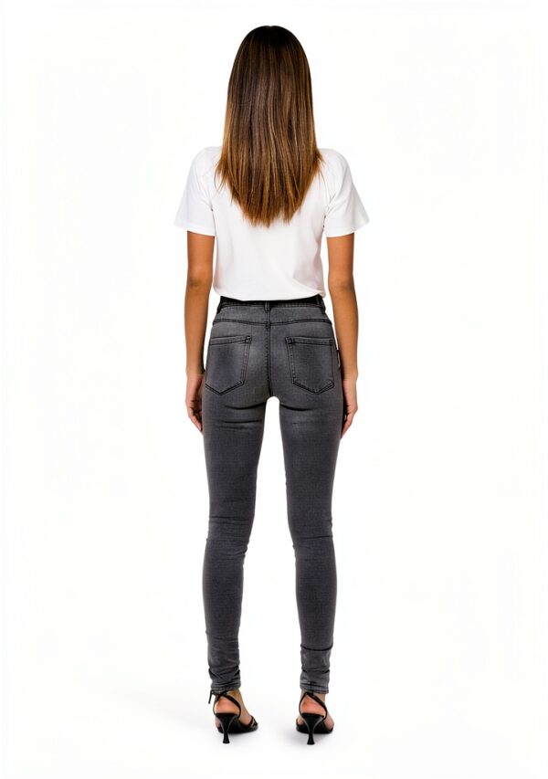 Only Jeans Femme Taille Mi Haute Coupe Décontractée Gris-5