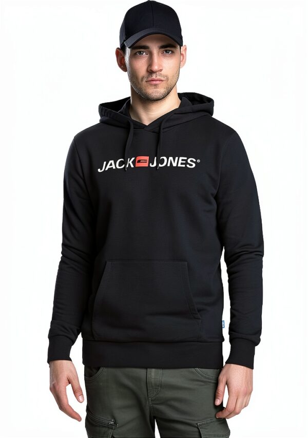 Sweat à capuche homme JACK JONES coton logo poche kangourou-0