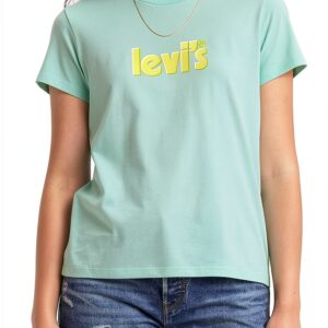 T-shirt Levi's Femme Coton Doux Logo Pastel Bleu-0