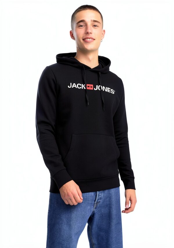 Sweat à capuche homme JACK JONES coton logo poche kangourou-3
