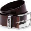 Levi's Ceinture Homme en Cuir Bovin Marron Foncé 105 mm-0