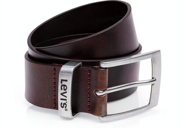 Levi's Ceinture Homme en Cuir Bovin Marron Foncé 105 mm-0
