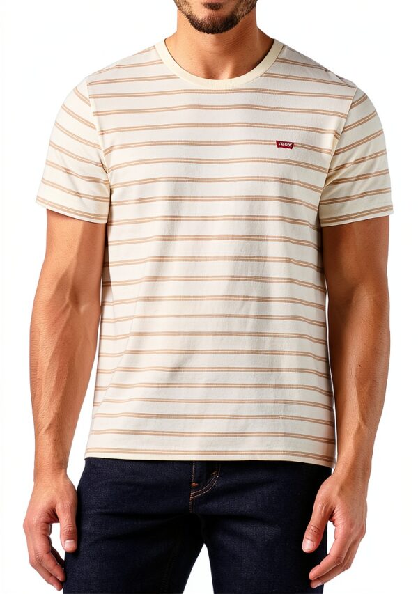 Levi's T-shirt homme à rayures bleu Taper Stripe – modèle A3117,-0