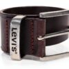 Levi's Ceinture Homme en Cuir Bovin Marron Foncé 105 mm-4