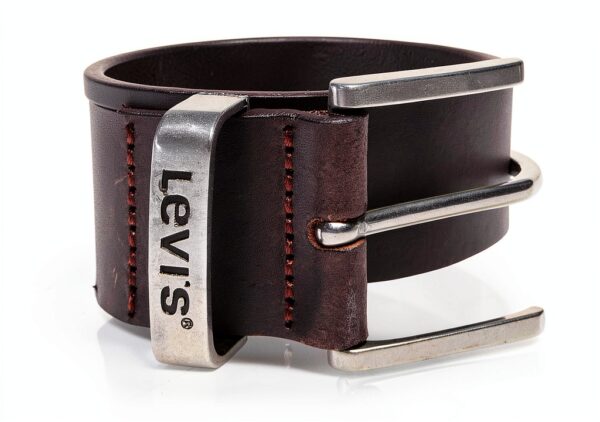 Levi's Ceinture Homme en Cuir Bovin Marron Foncé 105 mm-4