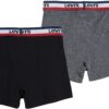 Levi's Kids Pack 2 Boxer – Noir & Grey Heather, tailles S à 12 ans-1