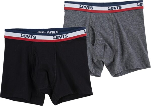 Levi's Kids Pack 2 Boxer – Noir & Grey Heather, tailles S à 12 ans-0