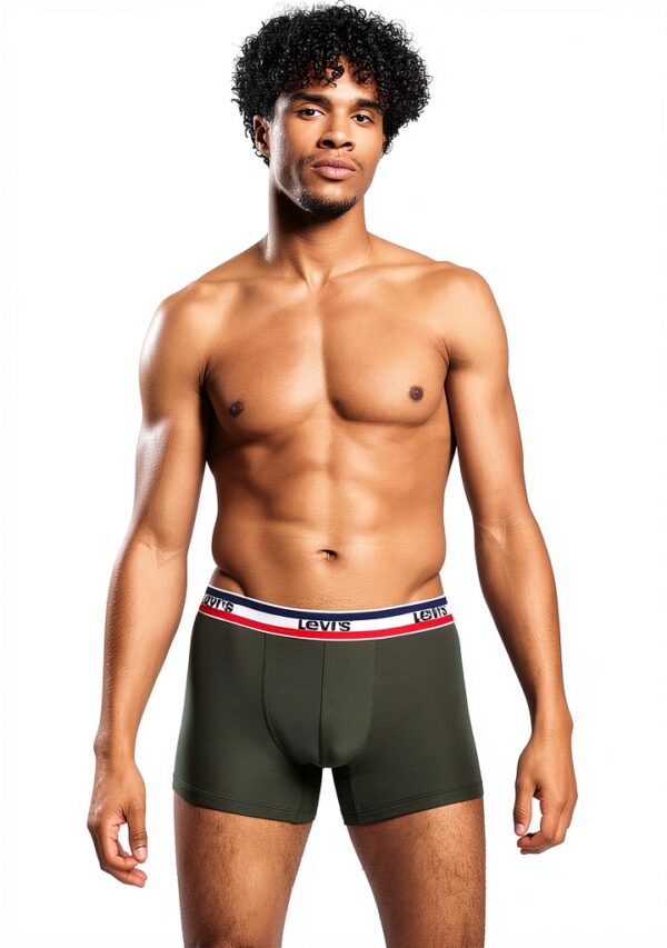 Levis Sportswear Boxer Brief Homme 3 Pack Khaki M – Soufflet Ajusté-1