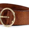 Ceinture Femme Levi's Athena en Cuir Bovin, Boucle Ronde Logo Embossé,-0