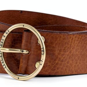 Ceinture Femme Levi's Athena en Cuir Bovin, Boucle Ronde Logo Embossé,-0
